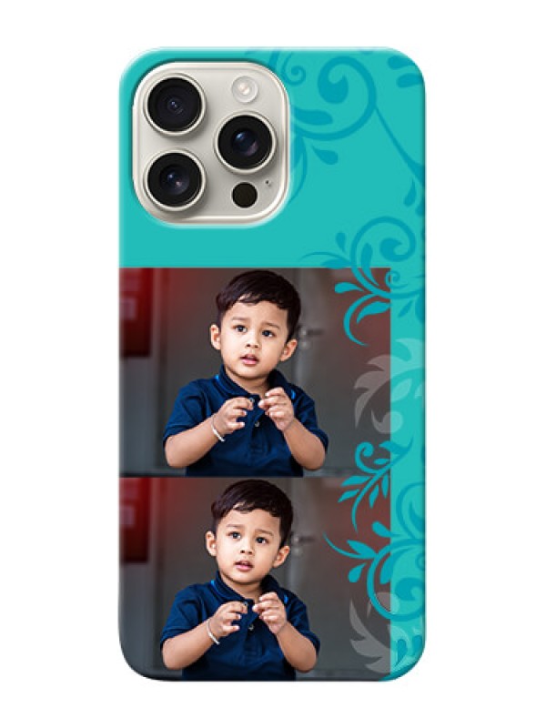 Custom iPhone 16 Pro Max Mobile Cases with Photo and Green Floral Design