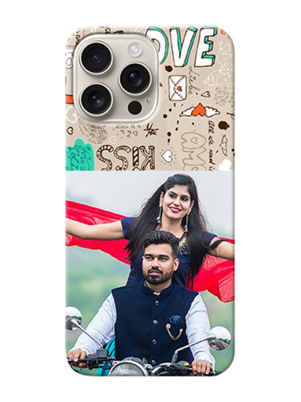 Custom iPhone 16 Pro Max Personalised mobile covers: Love Doodle Pattern