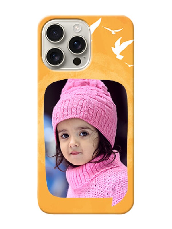 Custom iPhone 16 Pro Max Phone Covers: Water Color Design with Bird Icons