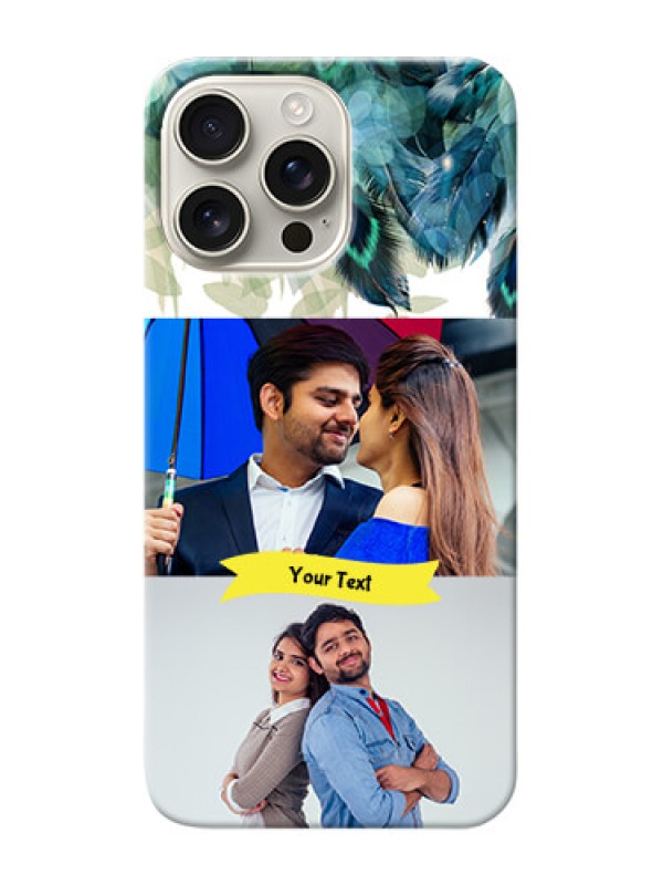 Custom iPhone 16 Pro Max Phone Cases: Image with Boho Peacock Feather Design