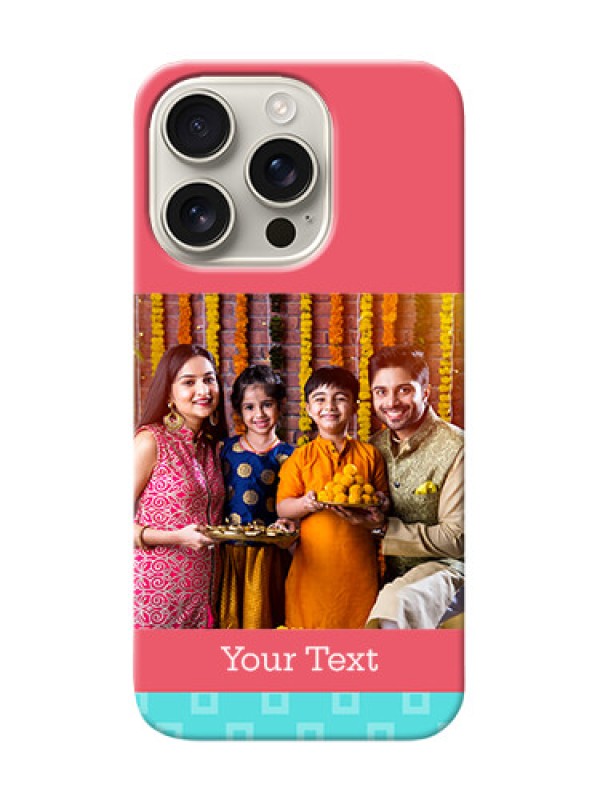 Custom iPhone 16 Pro Mobile Back Covers: Peach And Blue Color Design