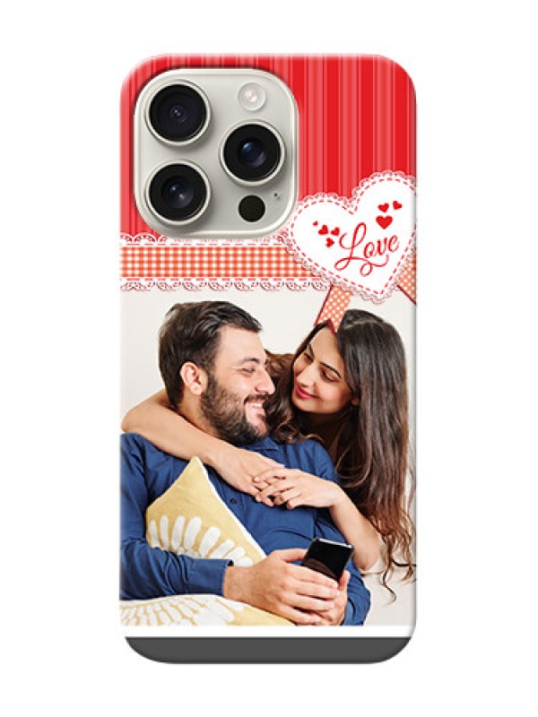 Custom iPhone 16 Pro phone cases online: Red Love Pattern Design