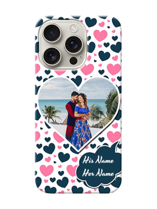 Custom iPhone 16 Pro Mobile Covers Online: Pink And Blue Heart Design