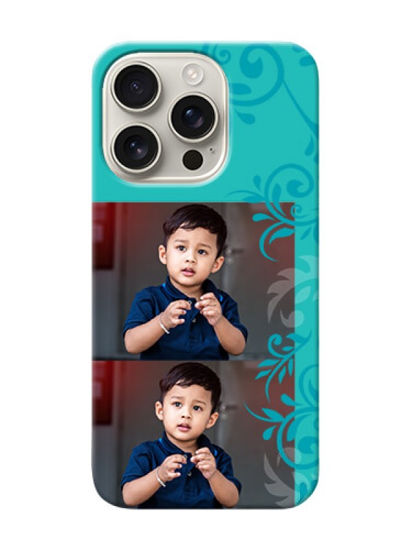 Custom iPhone 16 Pro Mobile Cases with Photo and Green Floral Design