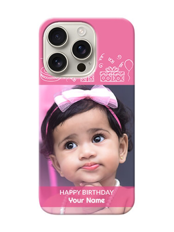 Custom iPhone 16 Pro Custom Mobile Cover with Birthday Line Art Design