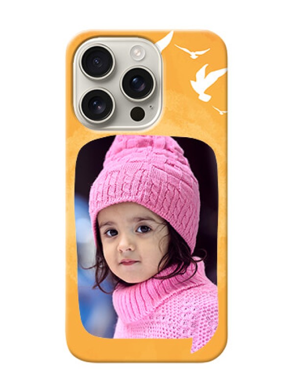 Custom iPhone 16 Pro Phone Covers: Water Color Design with Bird Icons