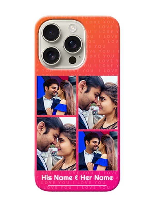 Custom iPhone 16 Pro custom back covers: I Love You Pink Design