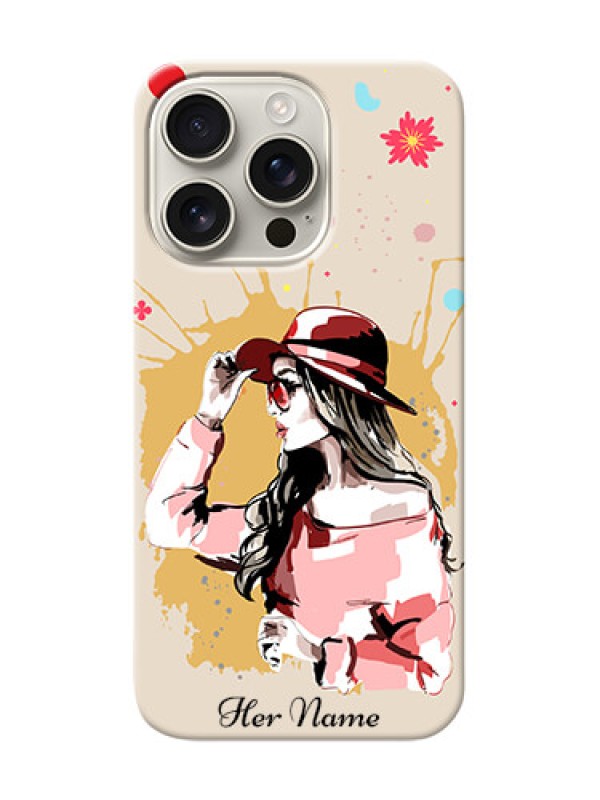 Custom iPhone 16 Pro Photo Printing on Case with Women with pink hat Design