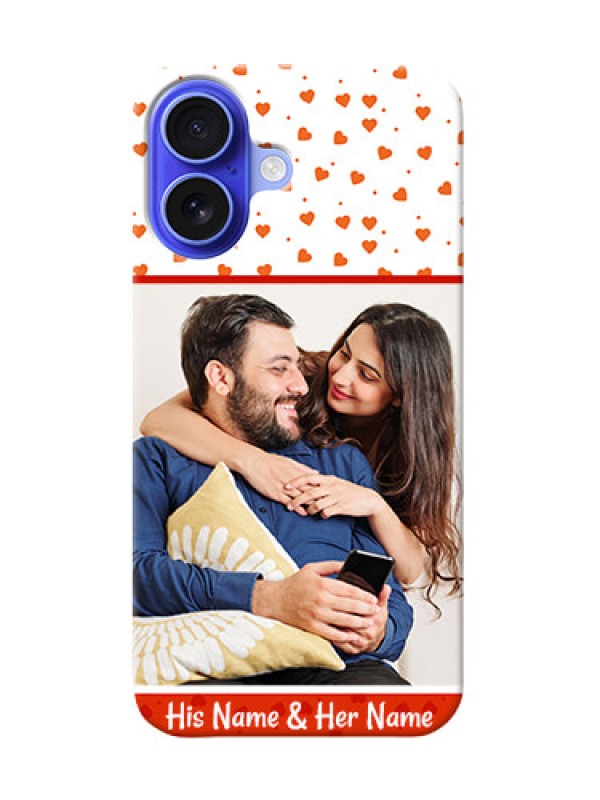 Custom iPhone 16 Phone Back Covers: Orange Love Symbol Design