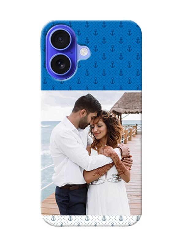 Custom iPhone 16 Mobile Phone Covers: Blue Anchors Design