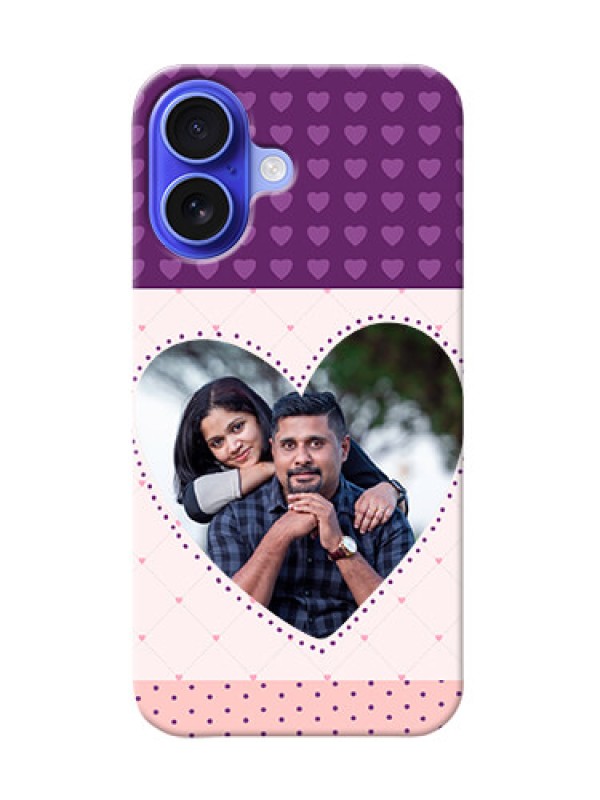Custom iPhone 16 Mobile Back Covers: Violet Love Dots Design