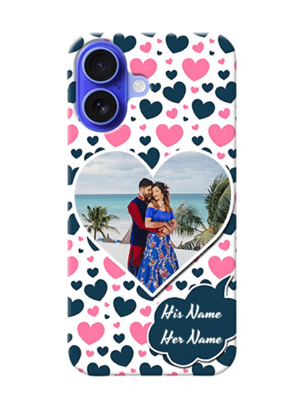 Custom iPhone 16 Mobile Covers Online: Pink And Blue Heart Design