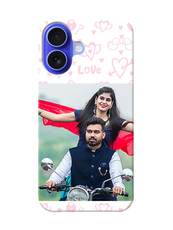 Custom iPhone 16 personalized phone covers: Pink Flying Heart Design