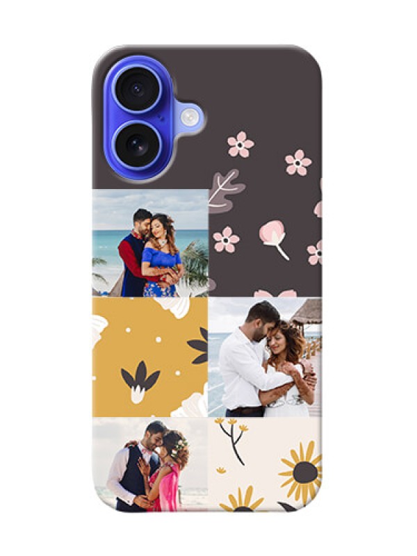 Custom iPhone 16 phone cases online: 3 Images with Floral Design