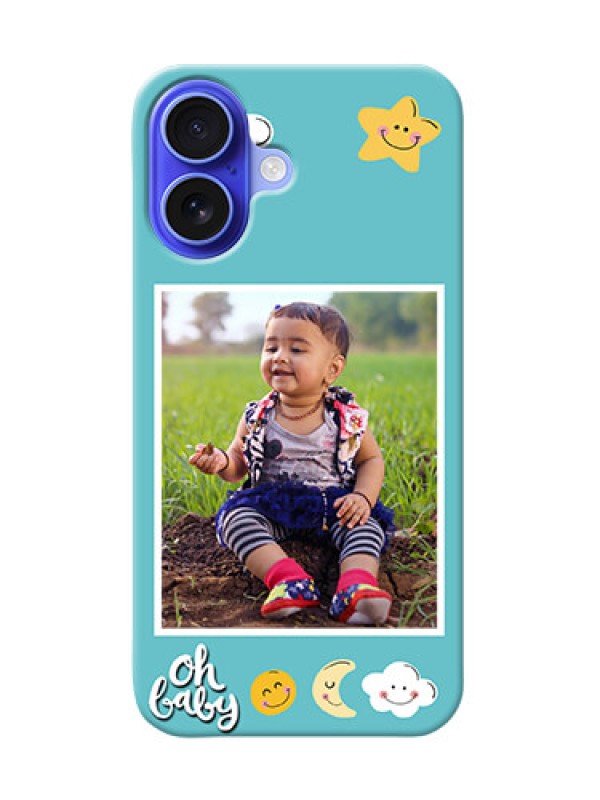 Custom iPhone 16 Personalised Phone Cases: Smiley Kids Stars Design