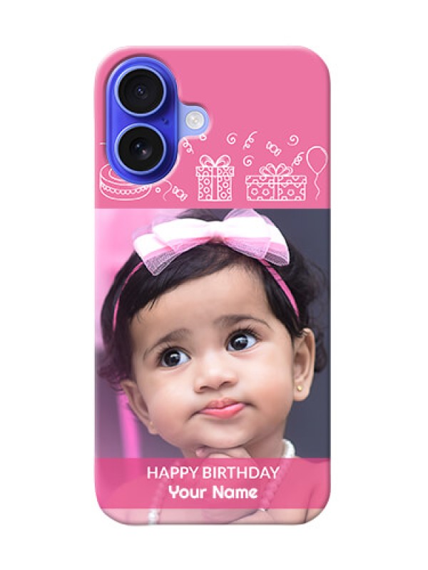 Custom iPhone 16 Custom Mobile Cover with Birthday Line Art Design