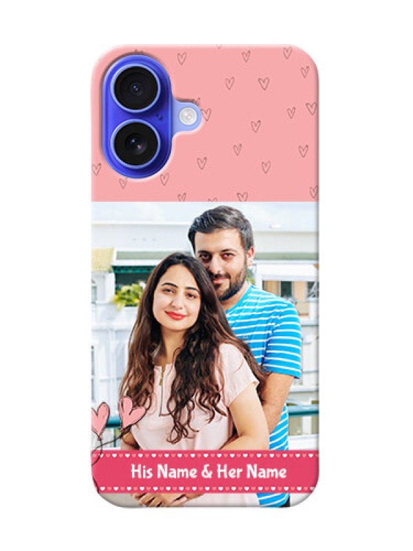 Custom iPhone 16 phone back covers: Love Design Peach Color