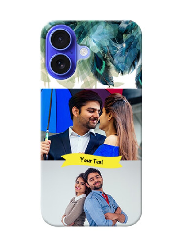 Custom iPhone 16 Phone Cases: Image with Boho Peacock Feather Design