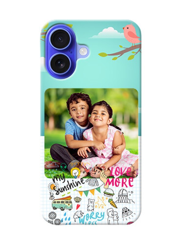 Custom iPhone 16 phone cases online: Doodle love Design
