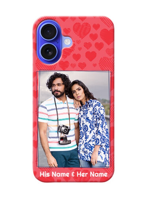Custom iPhone 16 Mobile Back Covers: with Red Heart Symbols Design