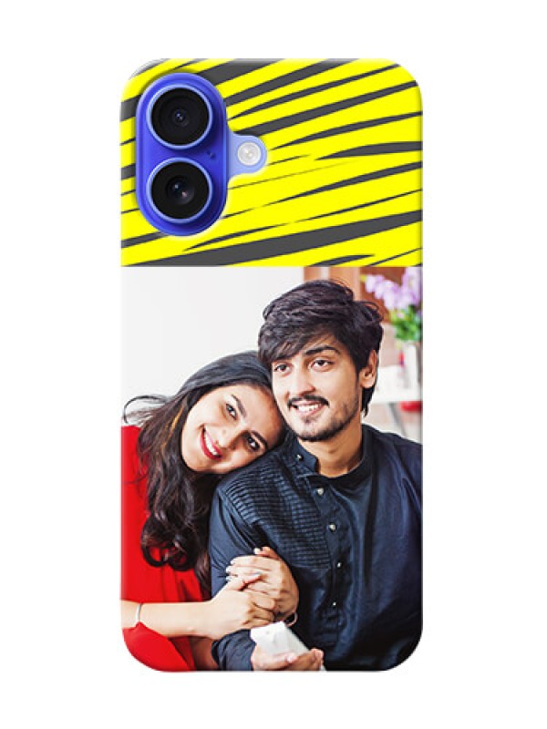 Custom iPhone 16 Personalised mobile covers: Yellow Abstract Design