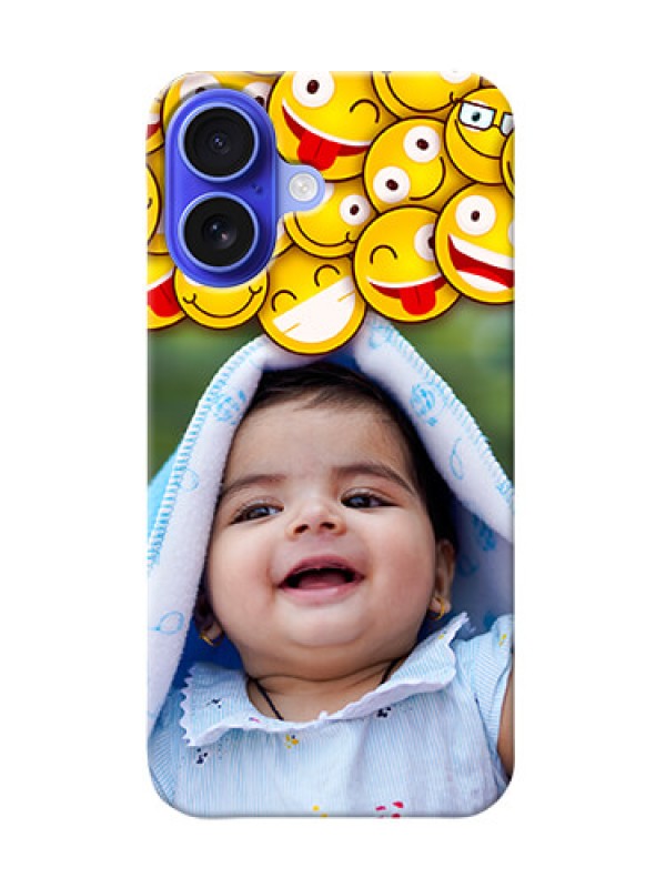 Custom iPhone 16 Custom Phone Cases with Smiley Emoji Design