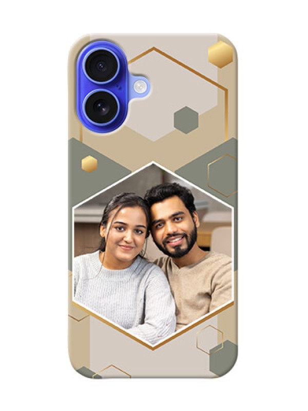 Custom iPhone 16 Photo Printing on Case with Stylish Hexagon Pattern Design