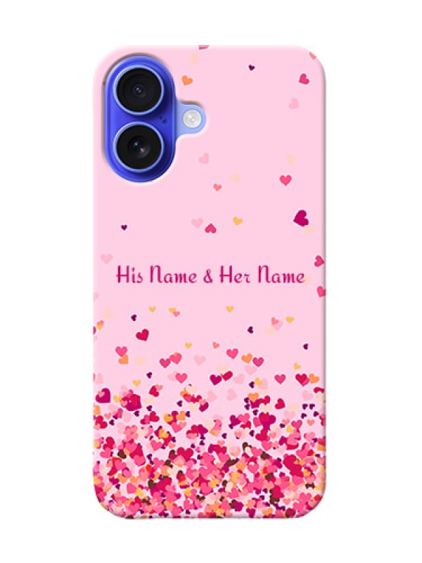Custom iPhone 16 Photo Printing on Case with Floating Hearts Design