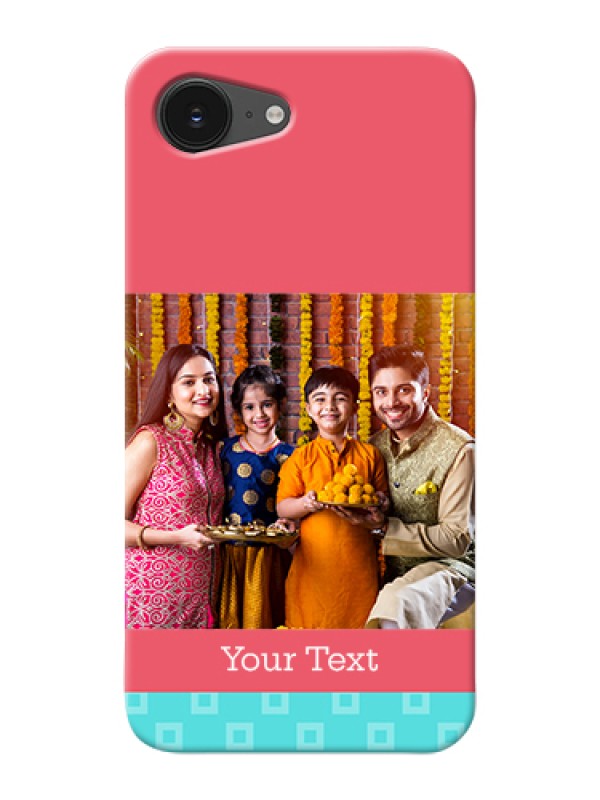 Custom iPhone 16e Custom Hard Phone Case - Peach & Blue Color Design