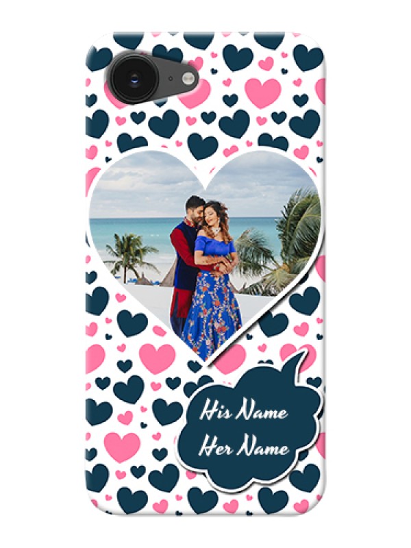 Custom iPhone 16e Custom Hard Phone Case - Pink & Blue Heart Design