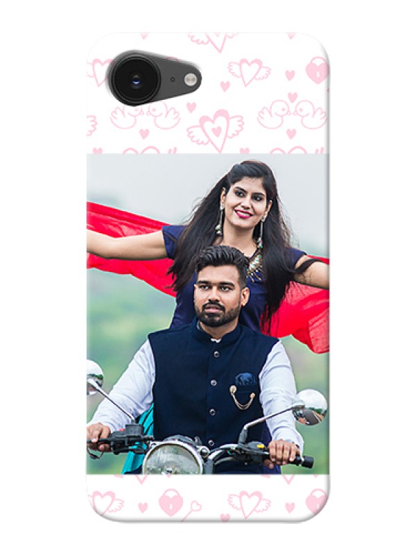 Custom iPhone 16e Custom Hard Phone Case - Pink Flying Heart Design