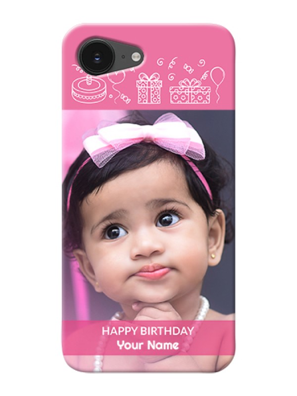 Custom iPhone 16e Custom Hard Phone Case - With Birthday Line Art Design