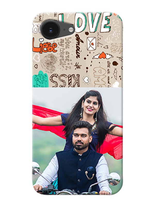 Custom iPhone 16e Custom Hard Phone Case - Love Doodle Pattern