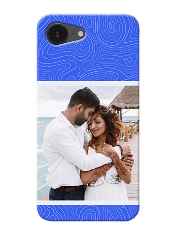 Custom iPhone 16e Custom Hard Phone Case - Curved Line Art With Blue And White Design