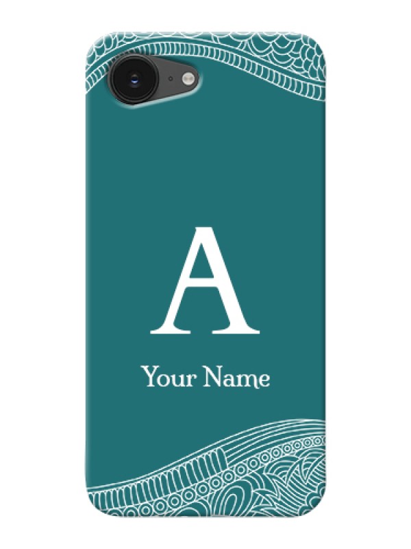 Custom iPhone 16e Custom Hard Phone Case - Line Art Pattern With Custom Name Design