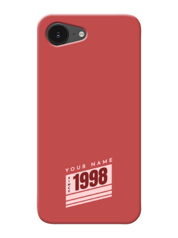 Custom iPhone 16e Custom Hard Phone Case - Red Custom Year Of Birth Design