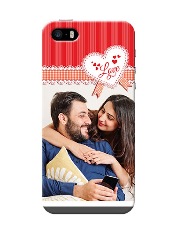 Custom iPhone 5s phone cases online: Red Love Pattern Design