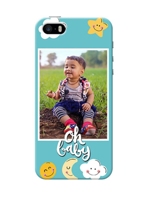 Custom iPhone 5s Personalised Phone Cases: Smiley Kids Stars Design