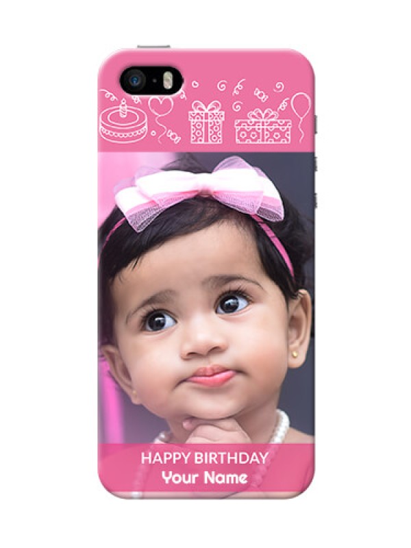 Custom iPhone 5s Custom Mobile Cover with Birthday Line Art Design