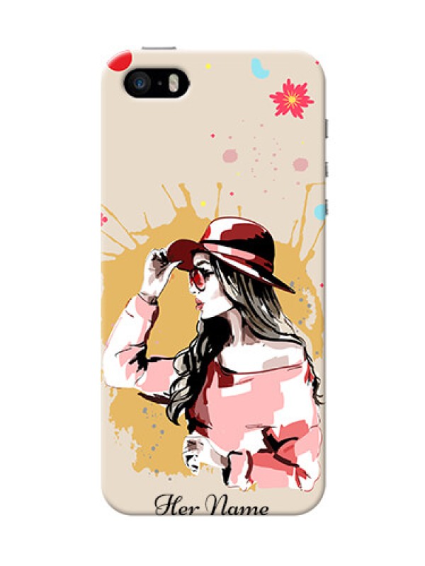 Custom iPhone 5s Back Covers: Women with pink hat Design