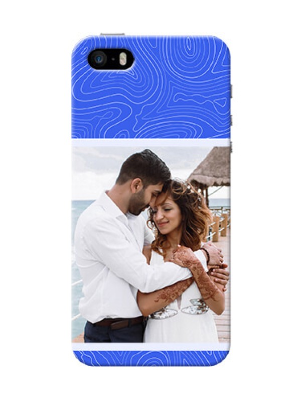 Custom iPhone 5s Mobile Back Covers: Curved line art with blue and white Design