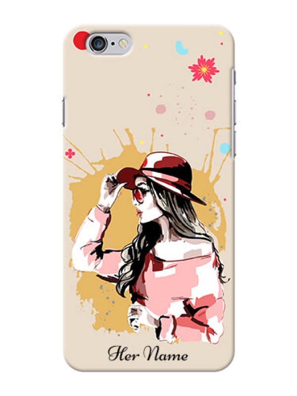 Custom iPhone 6 Plus Back Covers: Women with pink hat Design