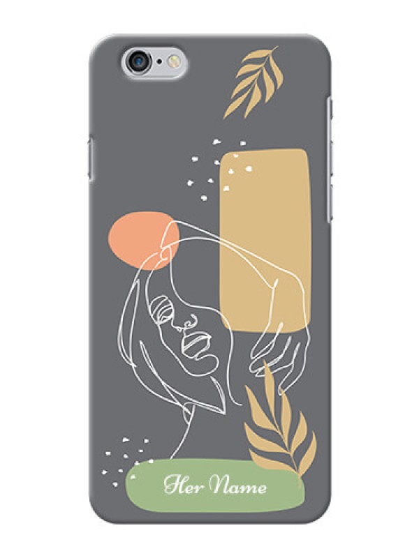 Custom iPhone 6 Plus Phone Back Covers: Gazing Woman line art Design