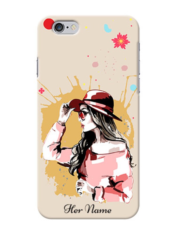 Custom iPhone 6 Back Covers: Women with pink hat Design