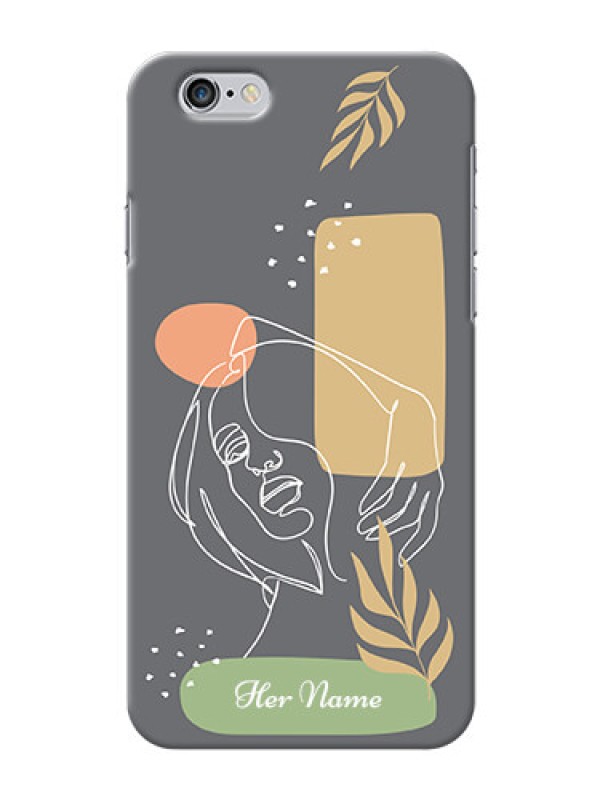 Custom iPhone 6 Phone Back Covers: Gazing Woman line art Design
