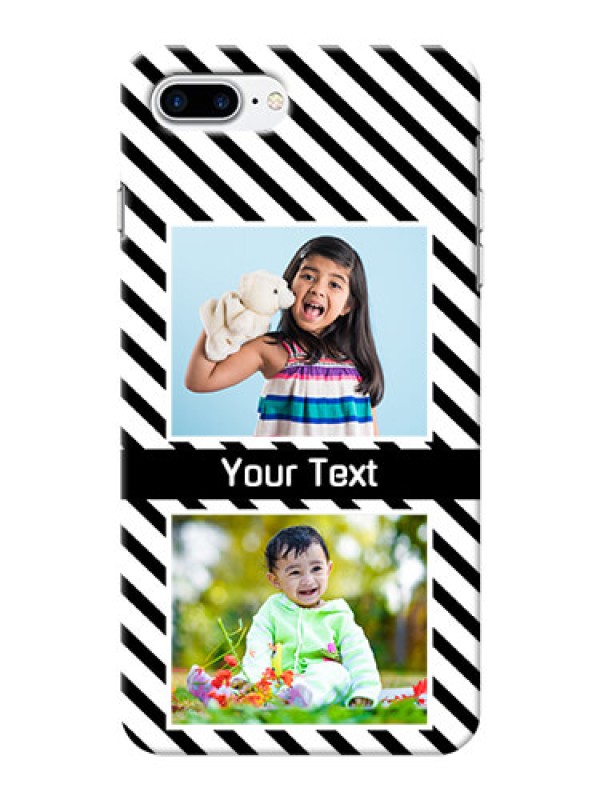 Custom iPhone 7 Plus Back Covers: Black And White Stripes Design