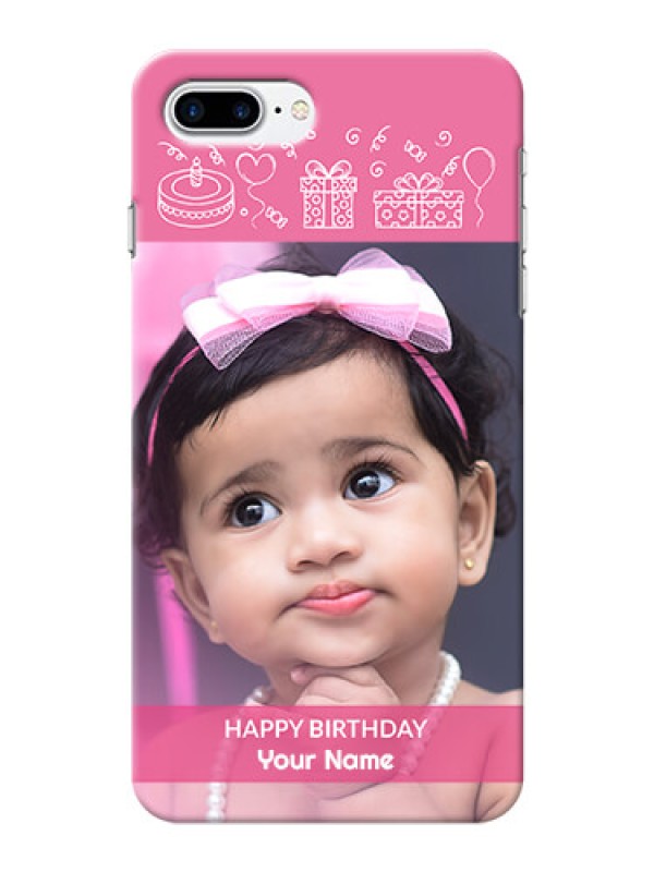 Custom iPhone 7 Plus Custom Mobile Cover with Birthday Line Art Design