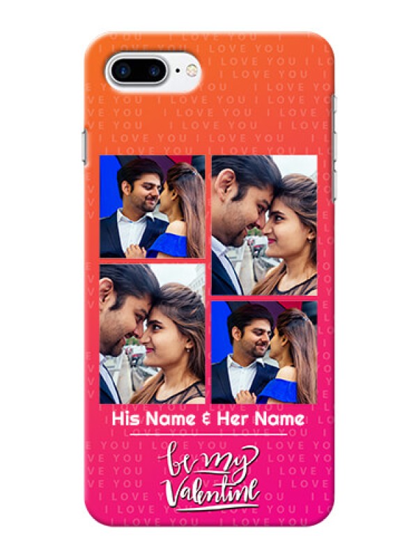 Custom iPhone 7 Plus custom back covers: I Love You Pink Design