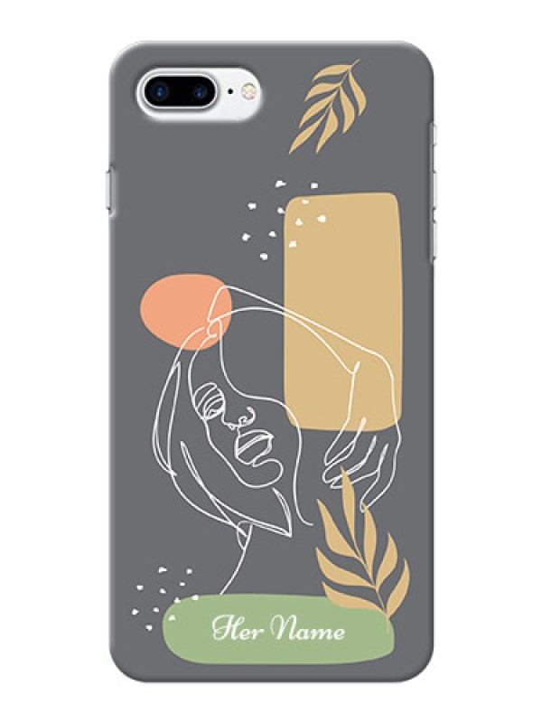 Custom iPhone 7 Plus Phone Back Covers: Gazing Woman line art Design