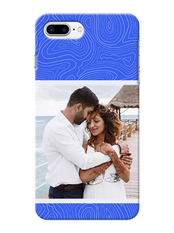 Custom iPhone 7 Plus Mobile Back Covers: Curved line art with blue and white Design